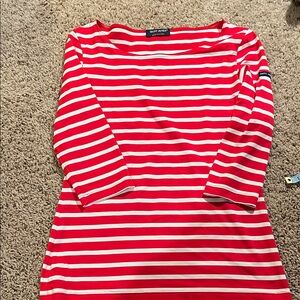 Saint James Red and Cream Nautical Striped Shirt